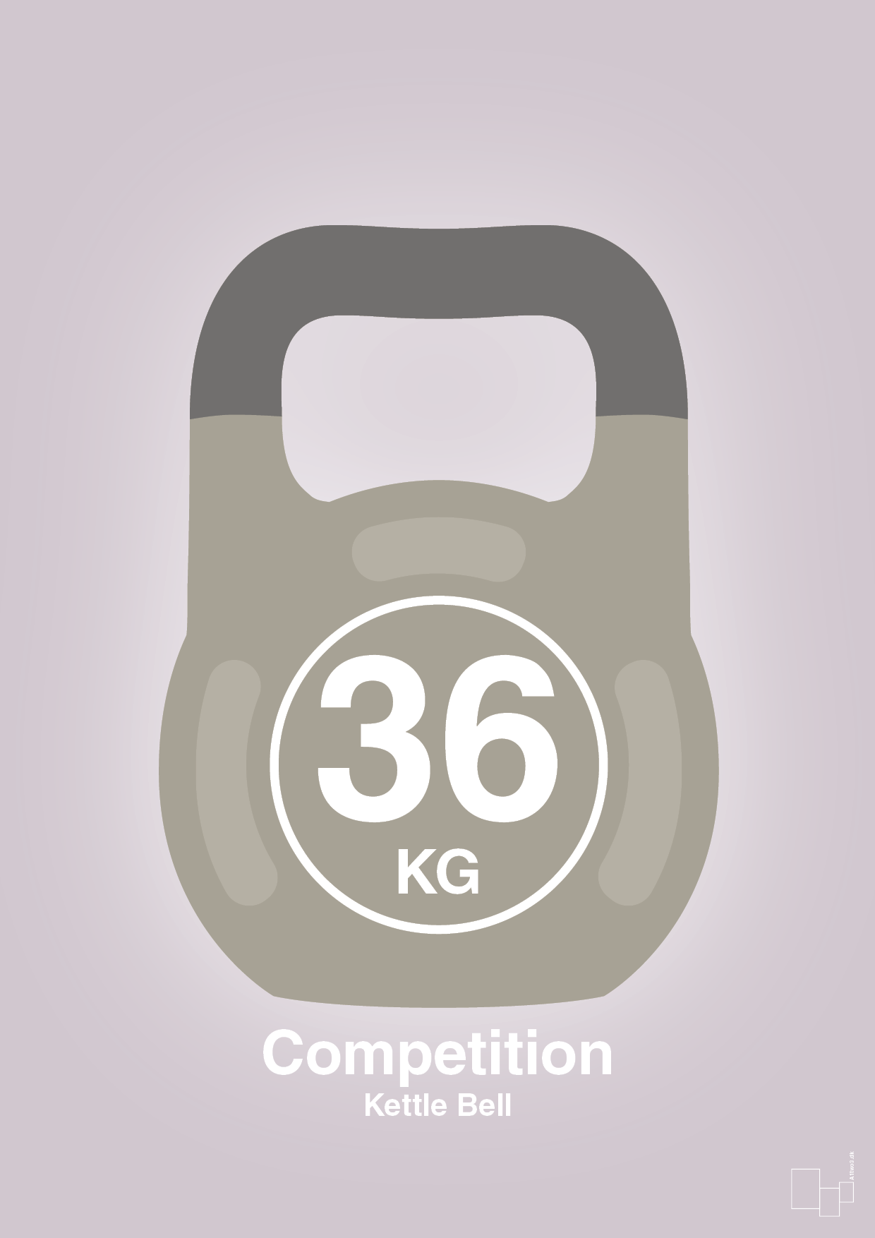 plakat: kettle bell 36 kg - competition color - dusty lilac-Fitness-A1two3