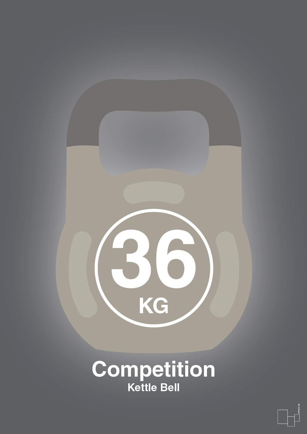 plakat: kettle bell 36 kg - competition color - graphic charcoal-Fitness-A1two3