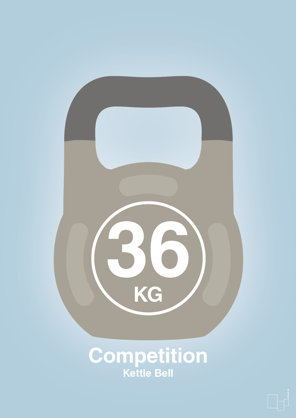 plakat: kettle bell 36 kg - competition color - heavenly blue-Fitness-A1two3