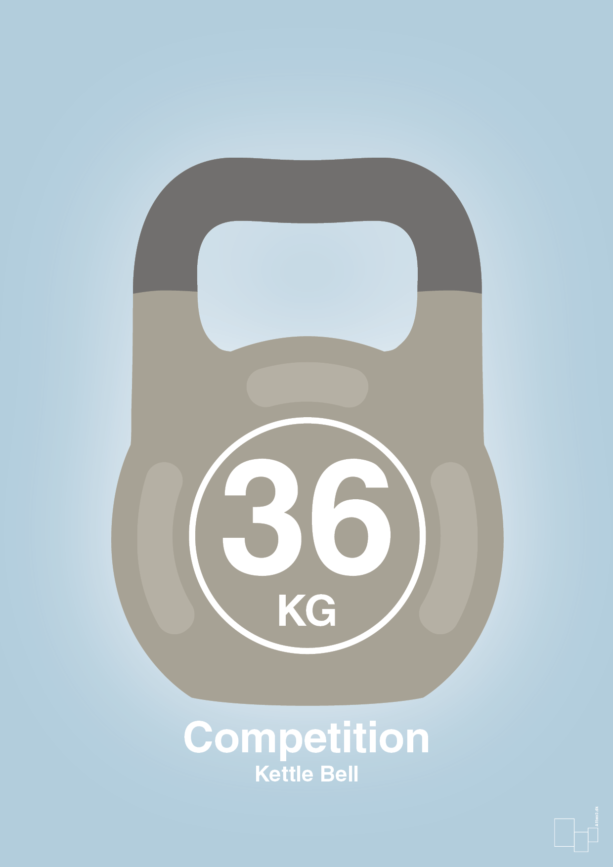plakat: kettle bell 36 kg - competition color - heavenly blue-Fitness-A1two3