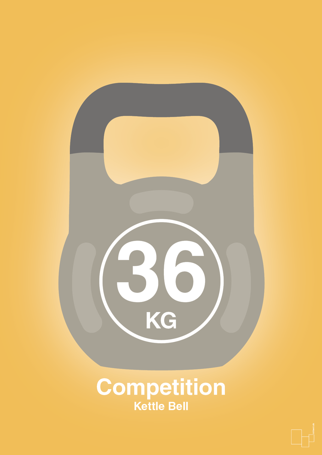 plakat: kettle bell 36 kg - competition color - honeycomb-Fitness-A1two3