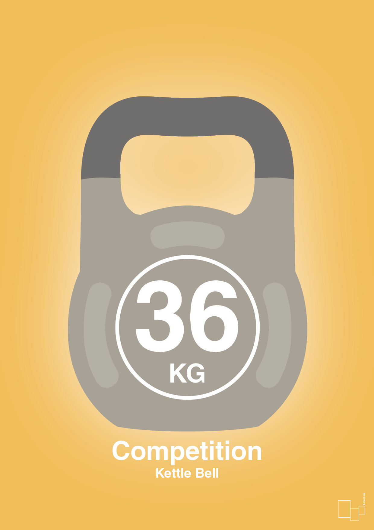 plakat: kettle bell 36 kg - competition color - honeycomb-Fitness-A1two3