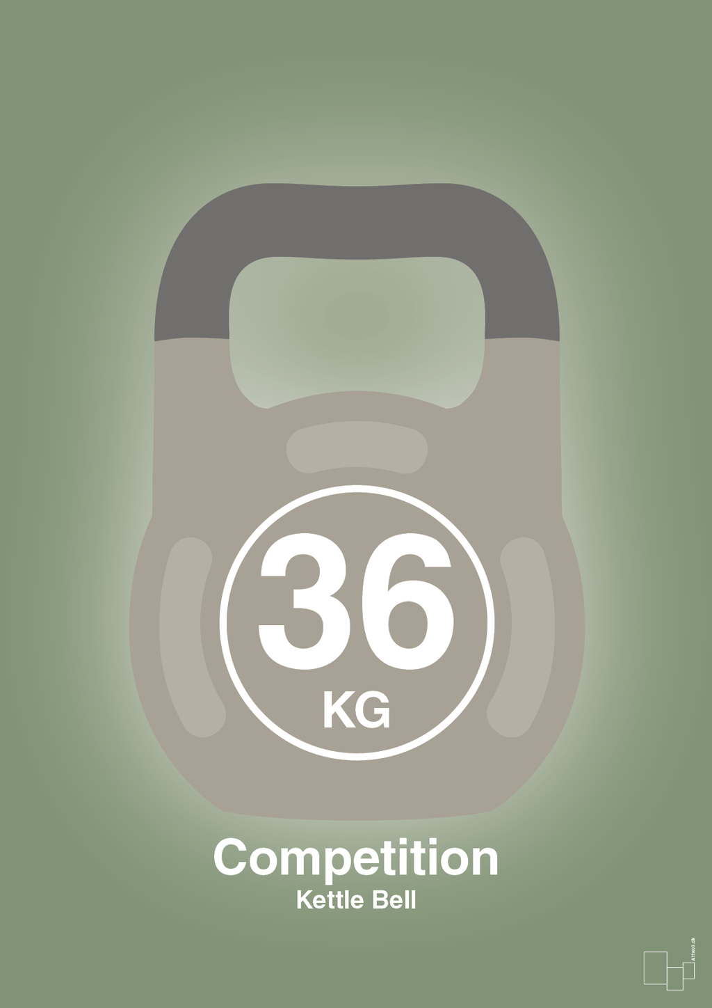 plakat: kettle bell 36 kg - competition color - jade-Fitness-A1two3