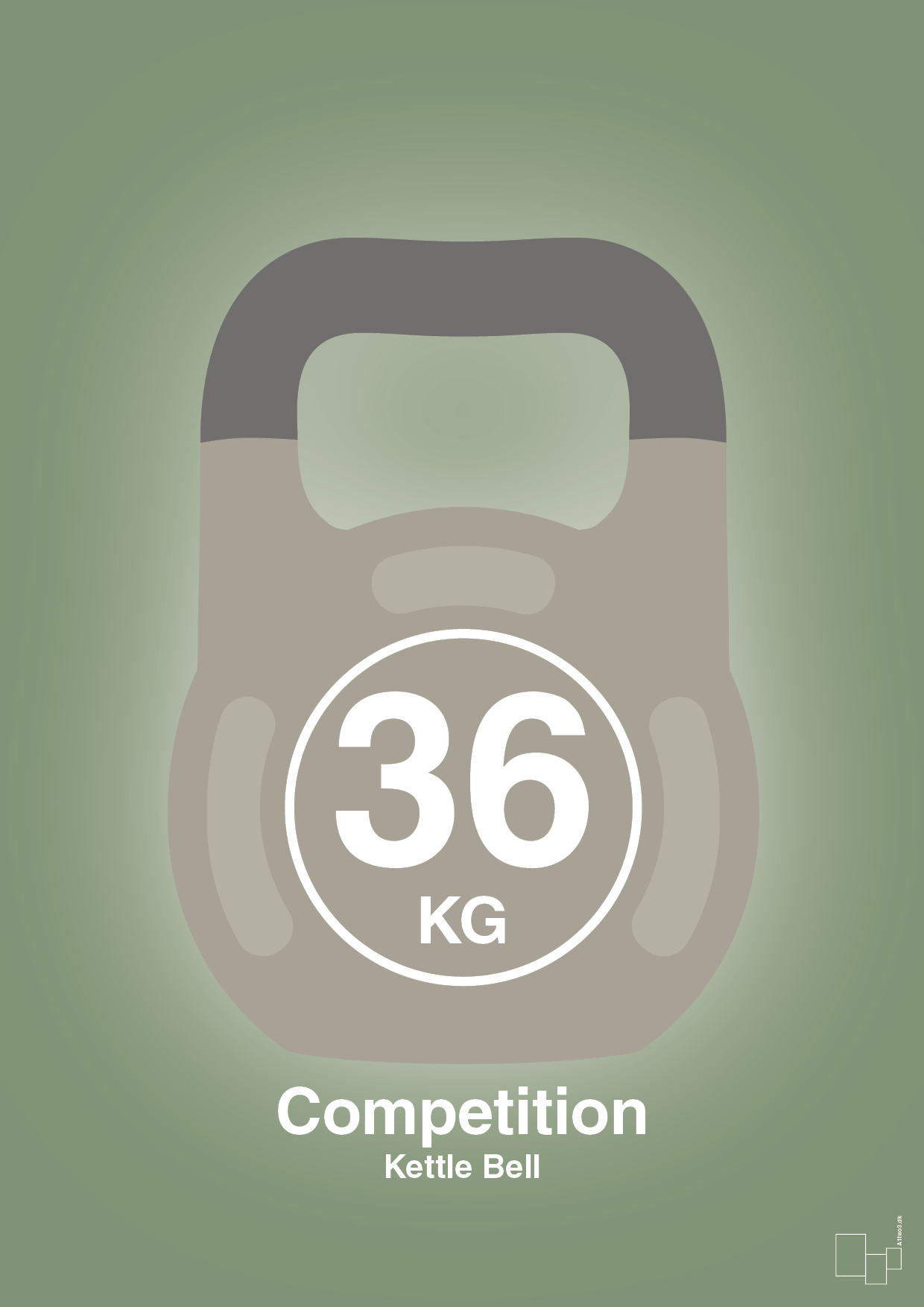 plakat: kettle bell 36 kg - competition color - jade-Fitness-A1two3