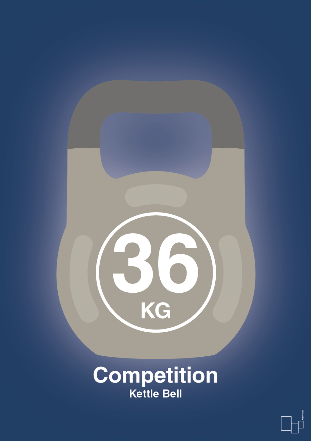 plakat: kettle bell 36 kg - competition color - lapis blue-Fitness-A1two3
