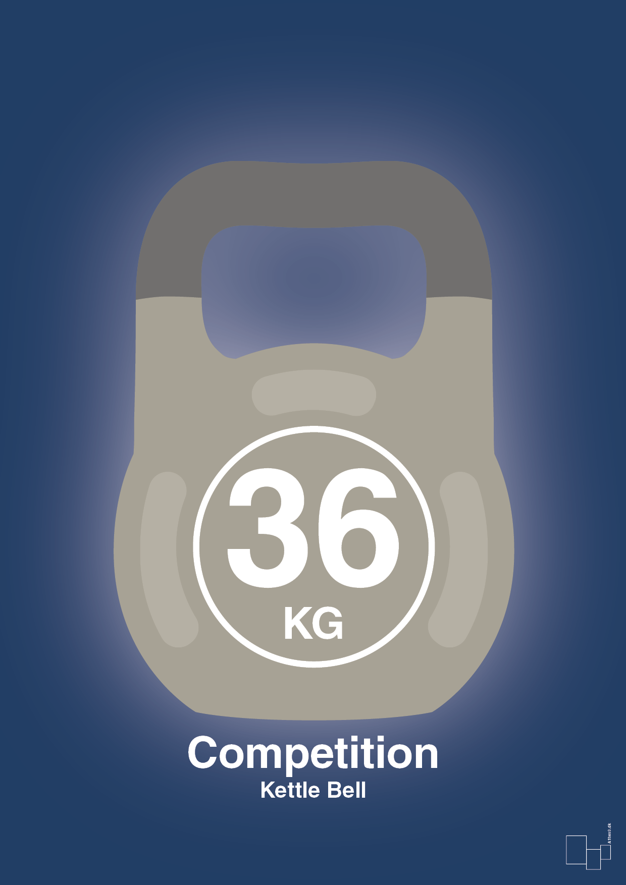 plakat: kettle bell 36 kg - competition color - lapis blue-Fitness-A1two3
