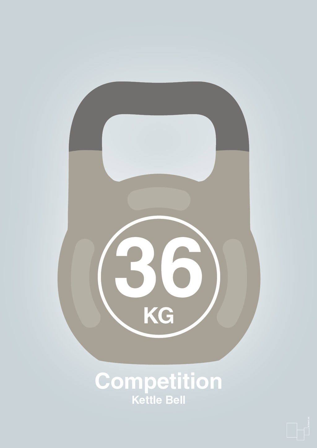 plakat: kettle bell 36 kg - competition color - light drizzle-Fitness-A1two3