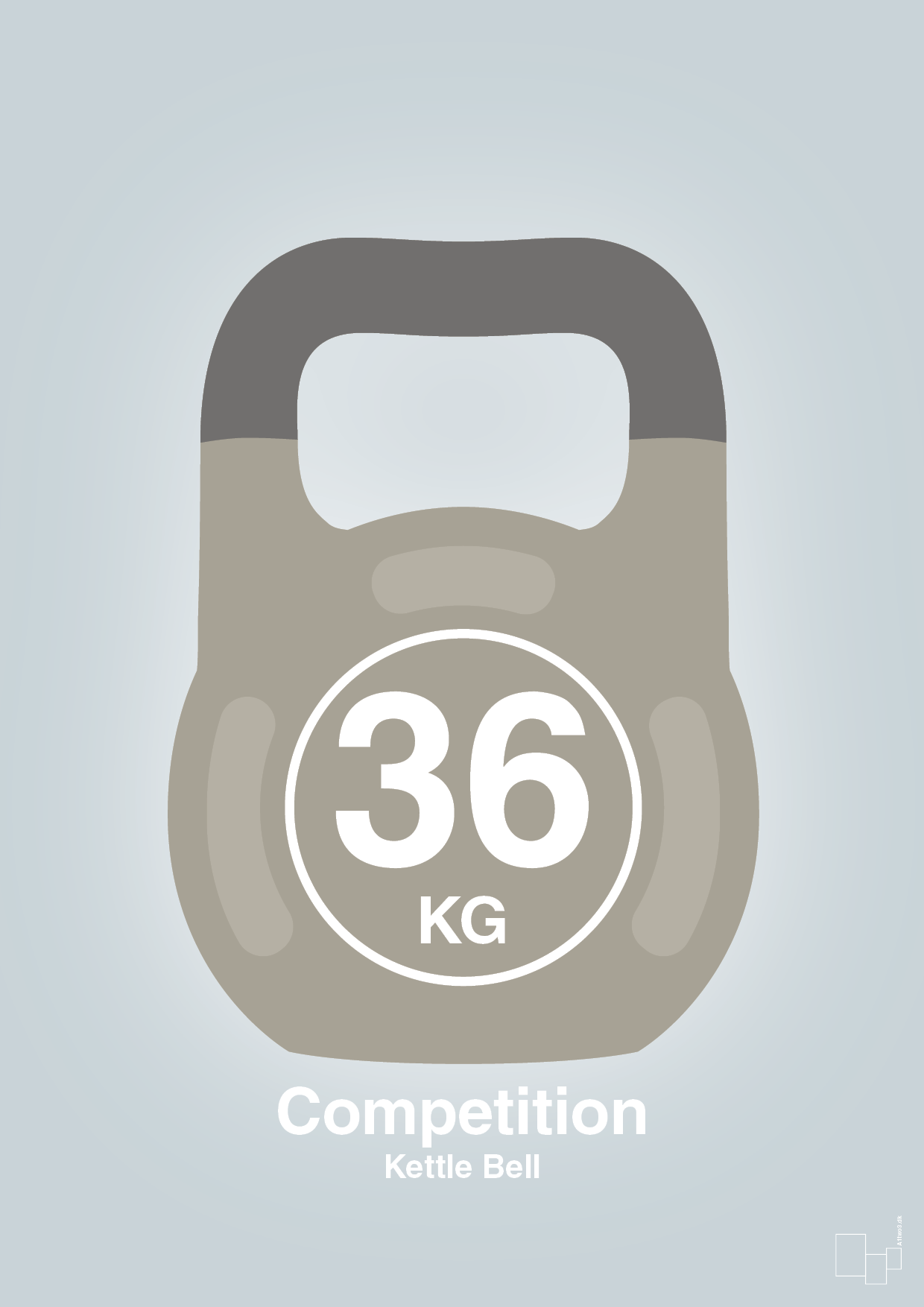 plakat: kettle bell 36 kg - competition color - light drizzle-Fitness-A1two3