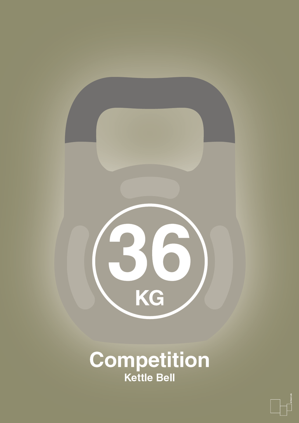 plakat: kettle bell 36 kg - competition color - misty forrest-Fitness-A1two3