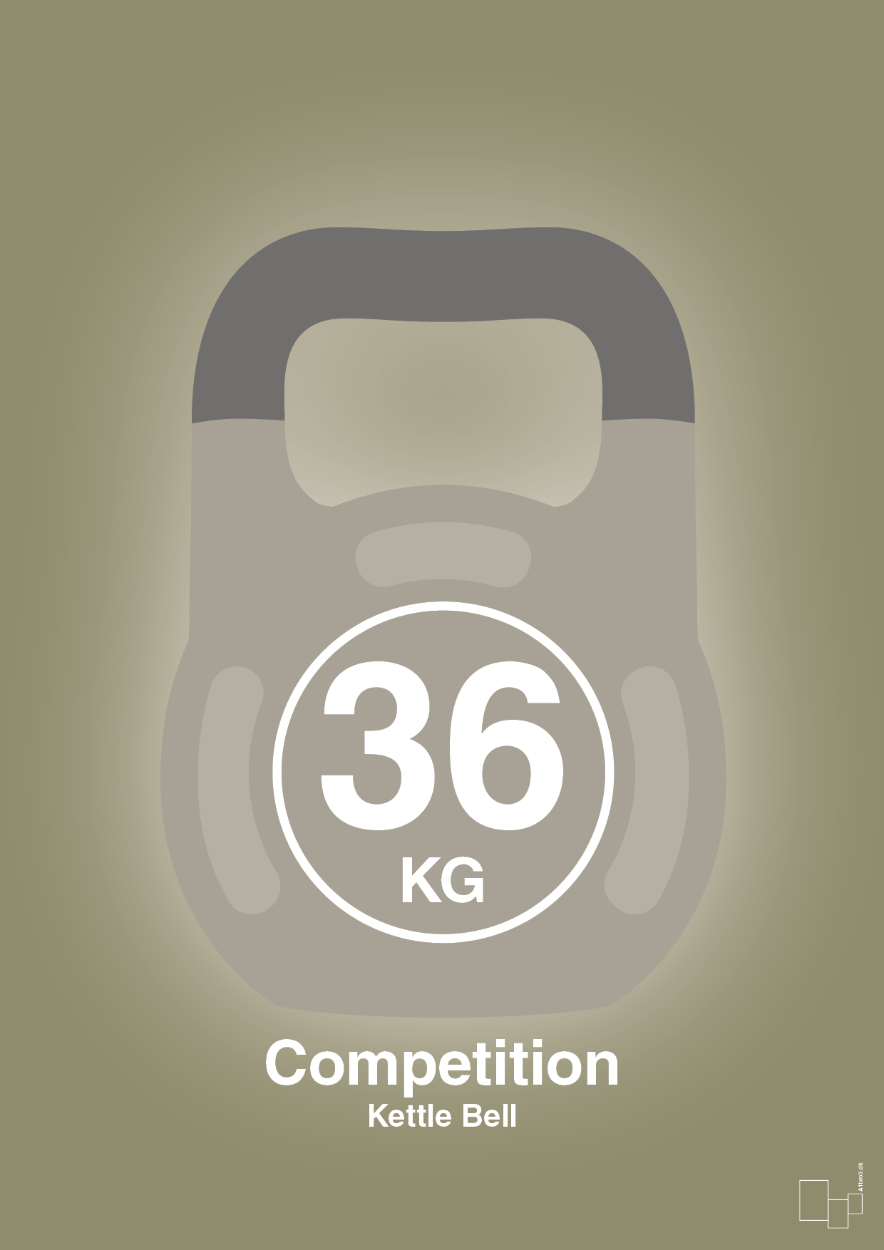 plakat: kettle bell 36 kg - competition color - misty forrest-Fitness-A1two3