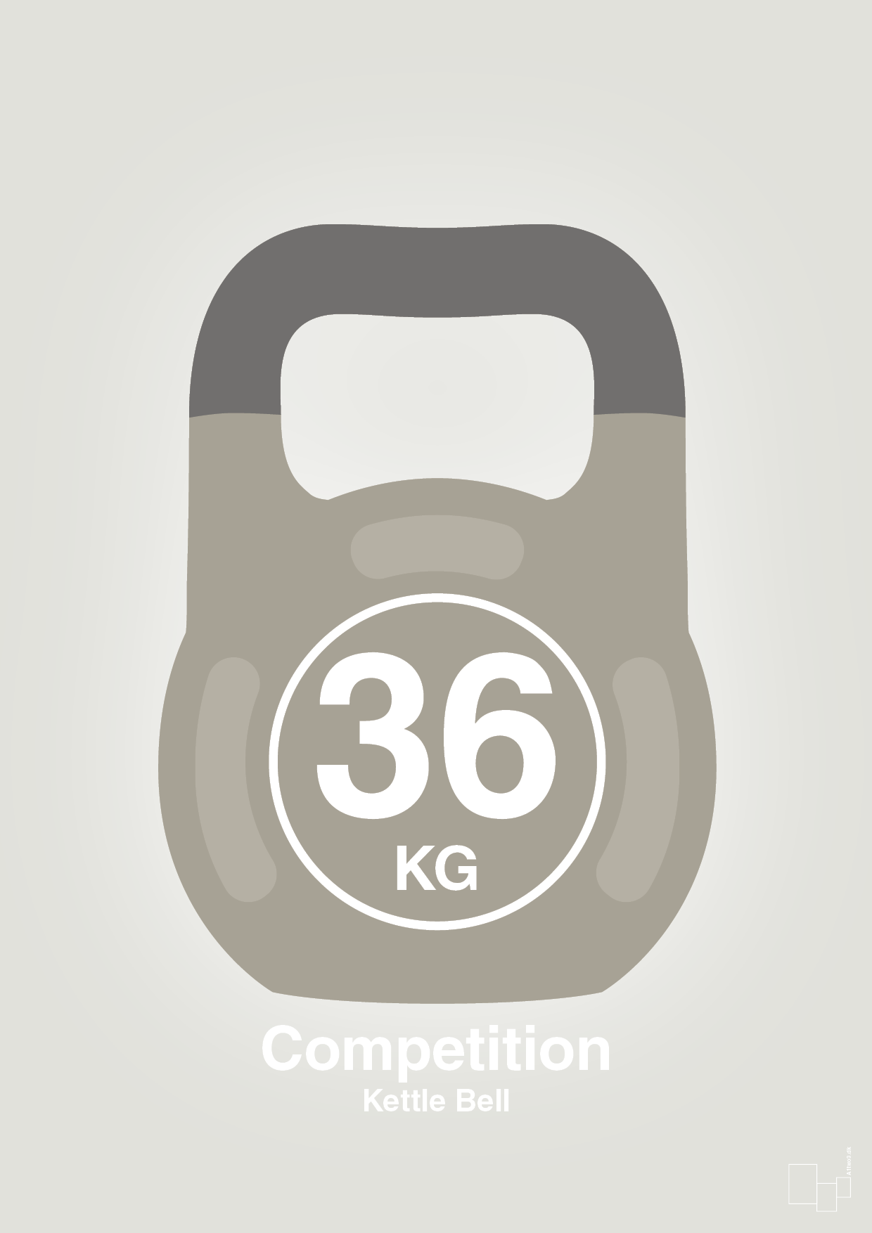 plakat: kettle bell 36 kg - competition color - painters white-Fitness-A1two3