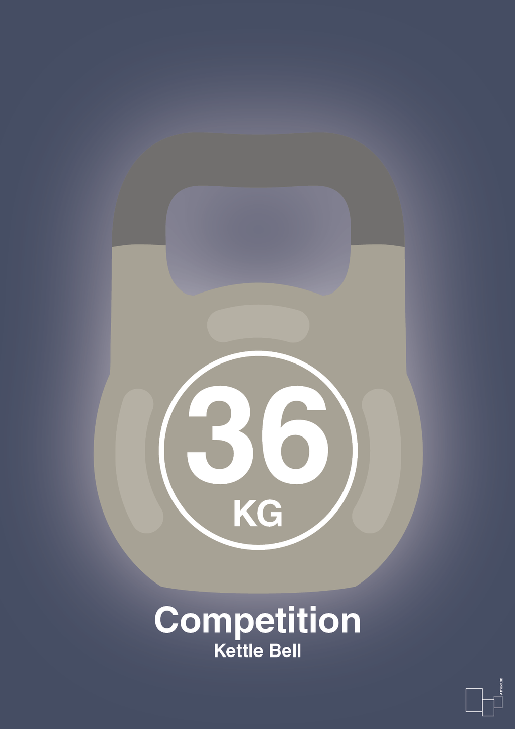 Kettle bell 36 kg - competition color - petrol-Fitness-A1two3