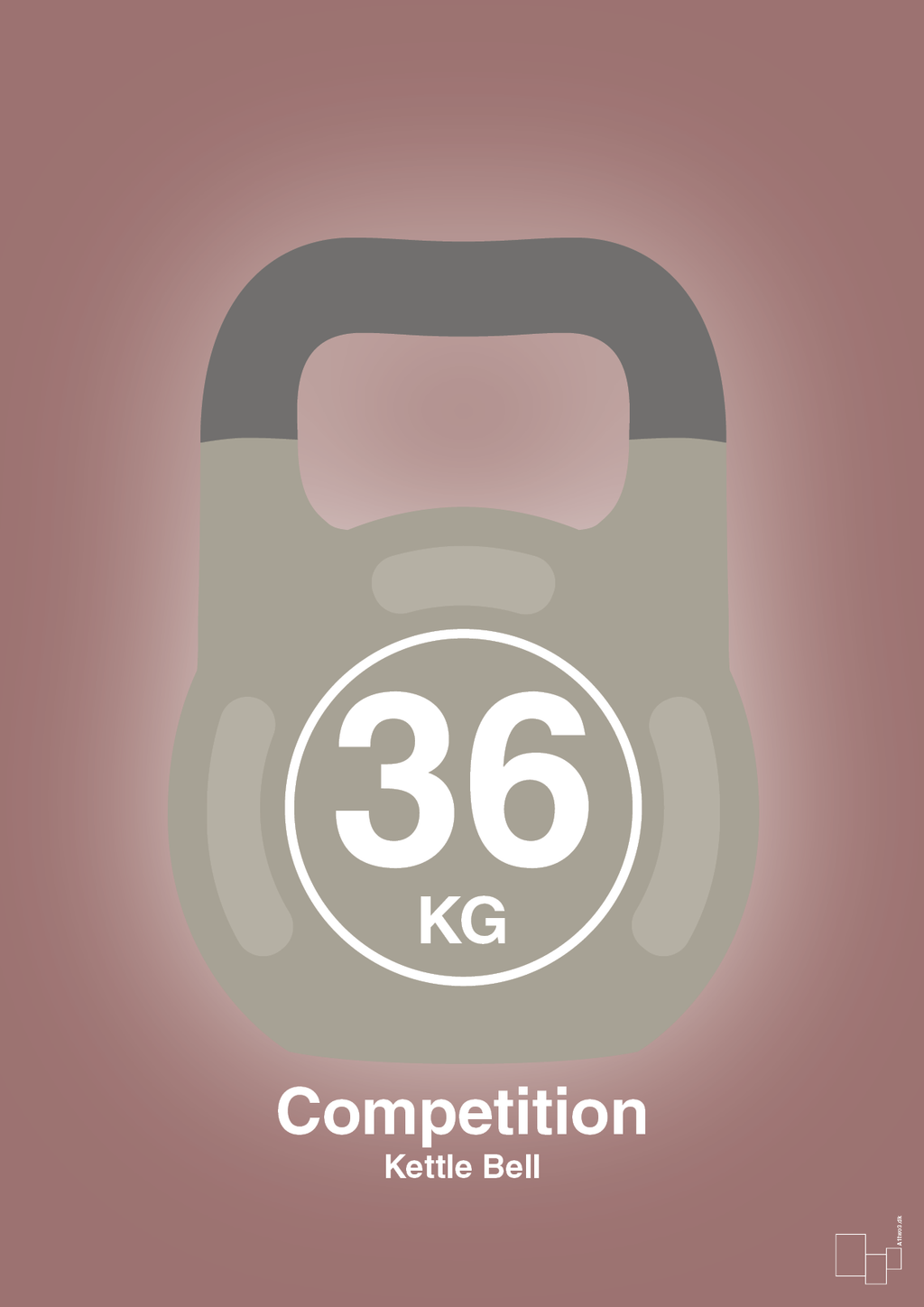 plakat: kettle bell 36 kg - competition color - plum-Fitness-A1two3