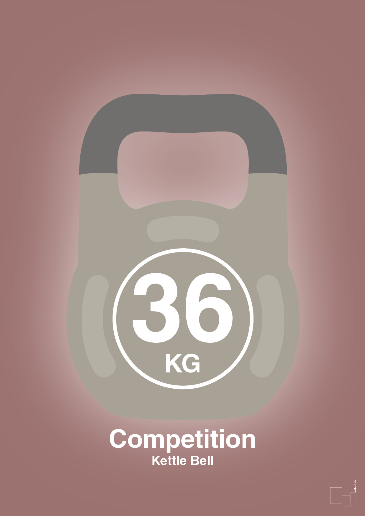 plakat: kettle bell 36 kg - competition color - plum-Fitness-A1two3