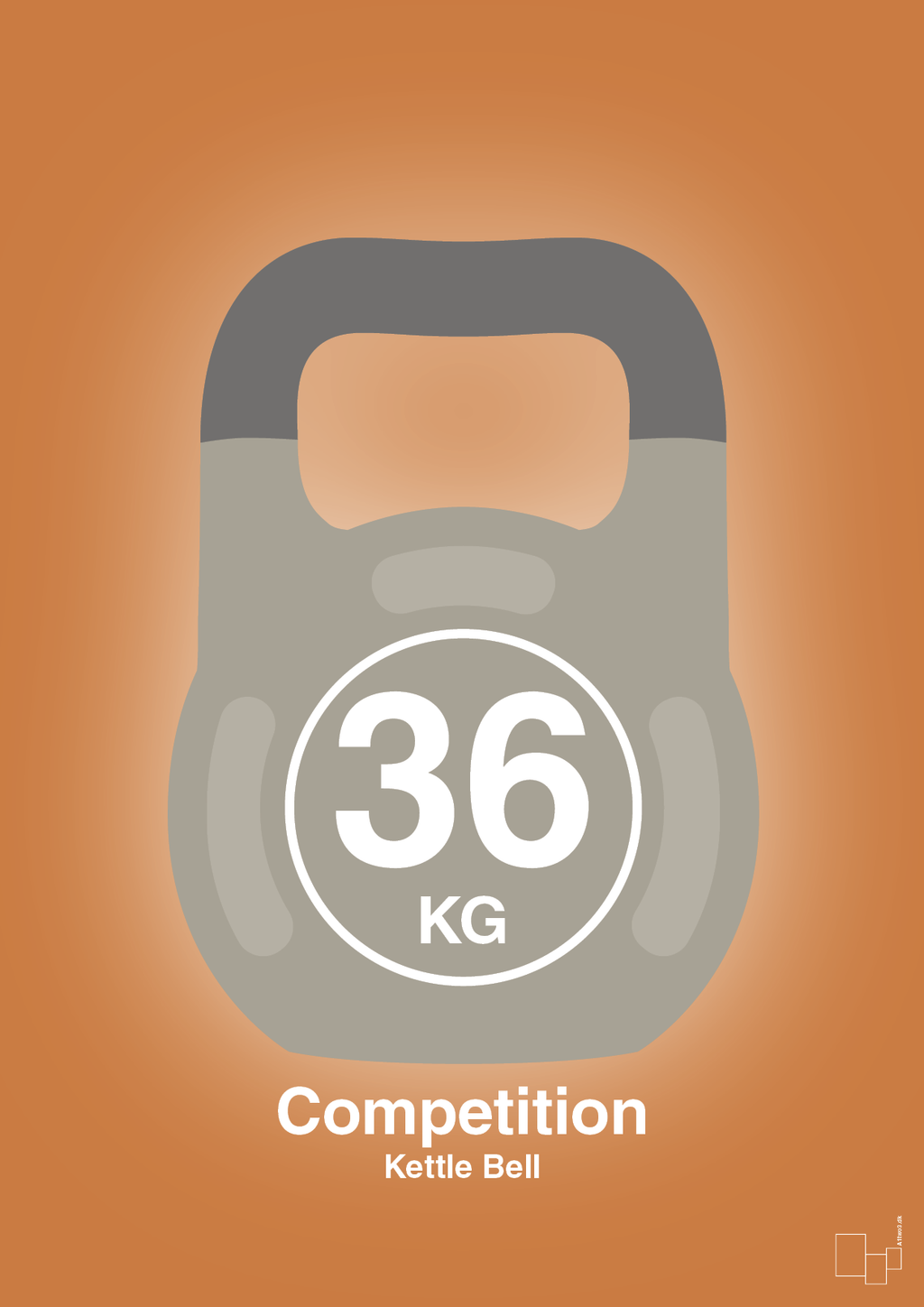 plakat: kettle bell 36 kg - competition color - rumba orange-Fitness-A1two3
