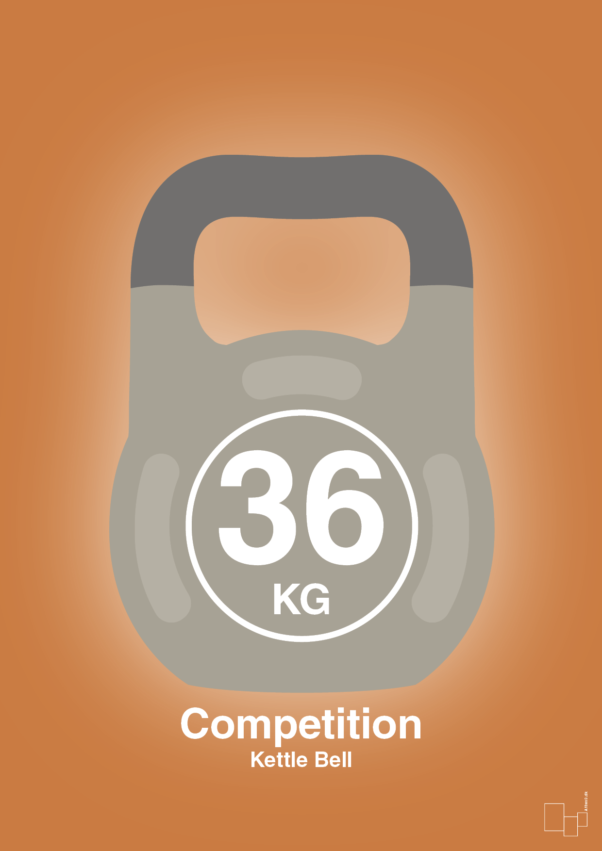 plakat: kettle bell 36 kg - competition color - rumba orange-Fitness-A1two3