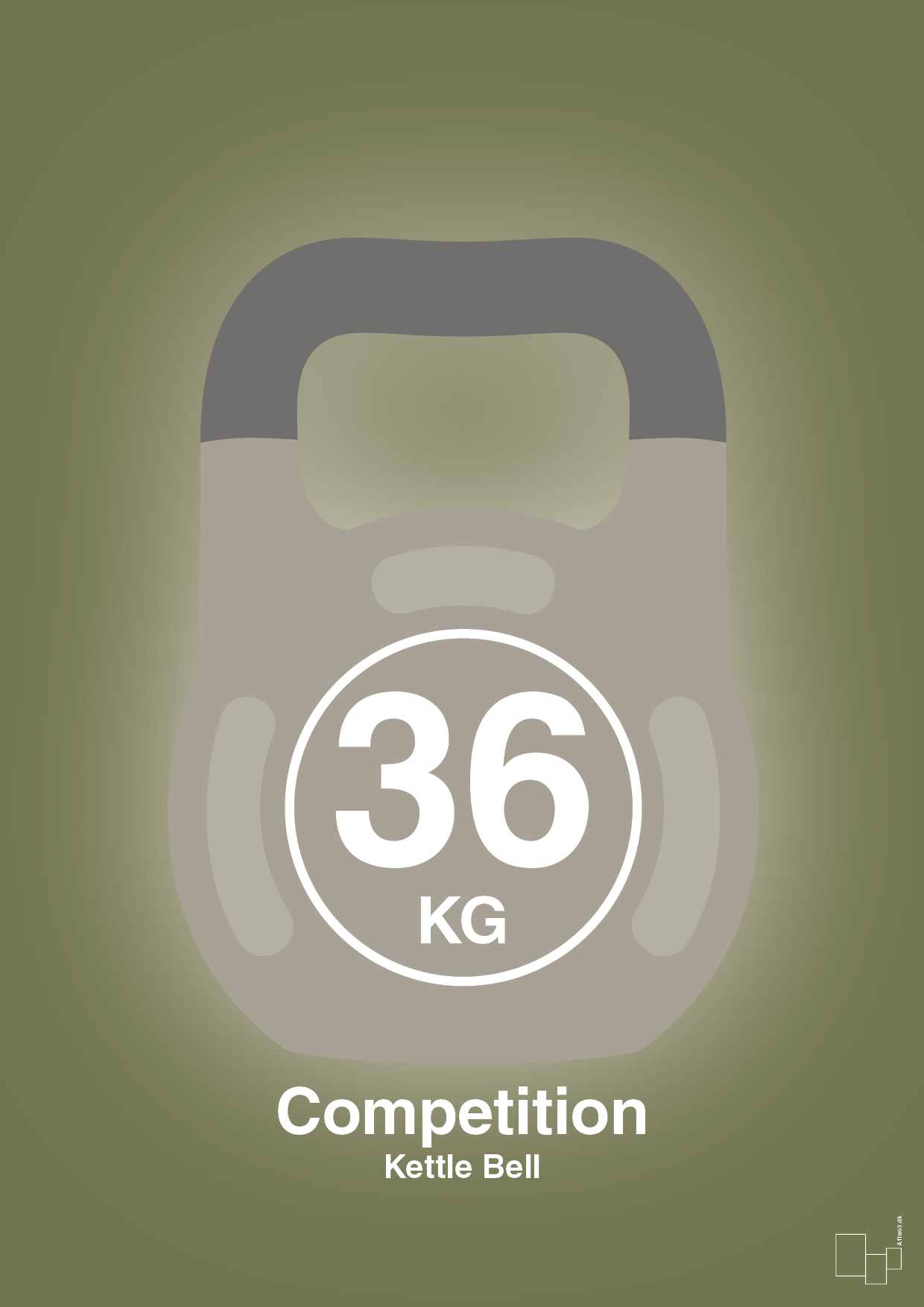 plakat: kettle bell 36 kg - competition color - secret meadow-Fitness-A1two3