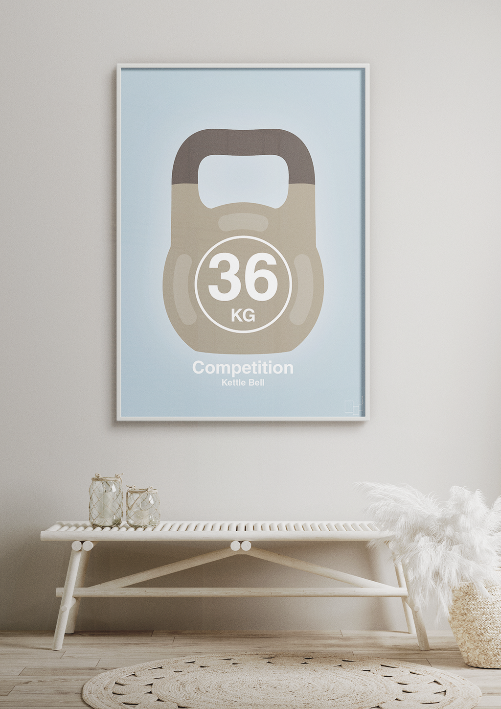 plakat: kettle bell 36 kg - competition color - graphic charcoal-Fitness-A1two3