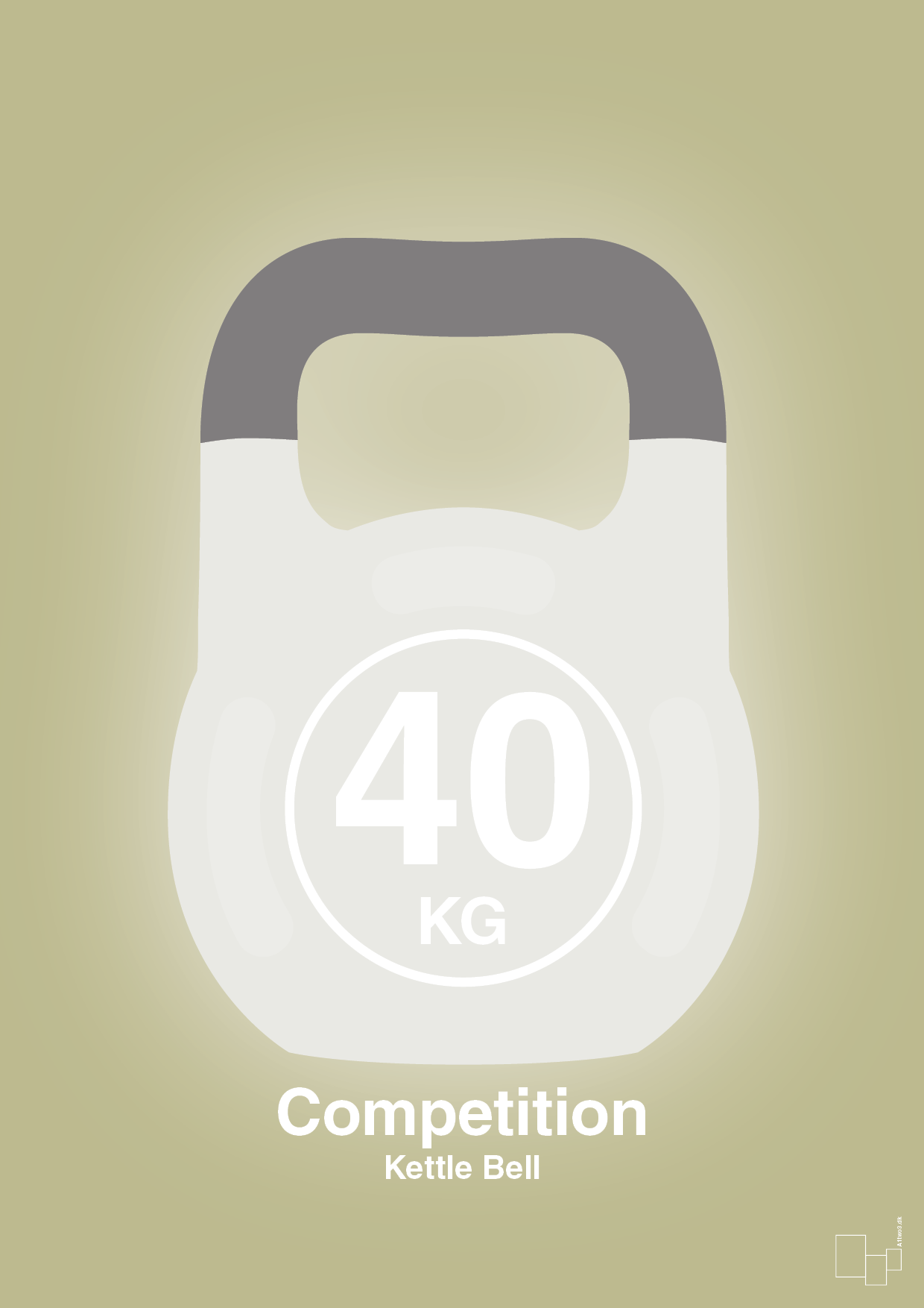 plakat: kettle bell 40 kg - competition color - back to nature-Fitness-A1two3