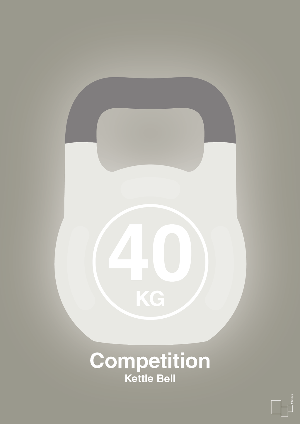plakat: kettle bell 40 kg - competition color - battleship gray-Fitness-A1two3