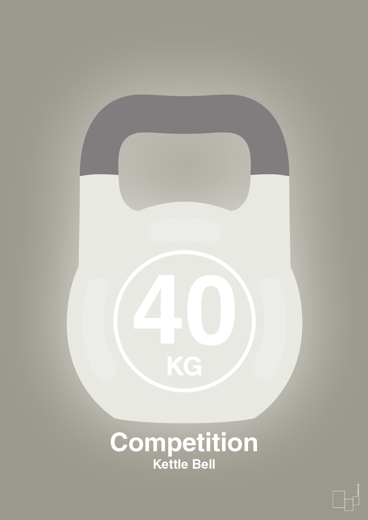 plakat: kettle bell 40 kg - competition color - battleship gray-Fitness-A1two3