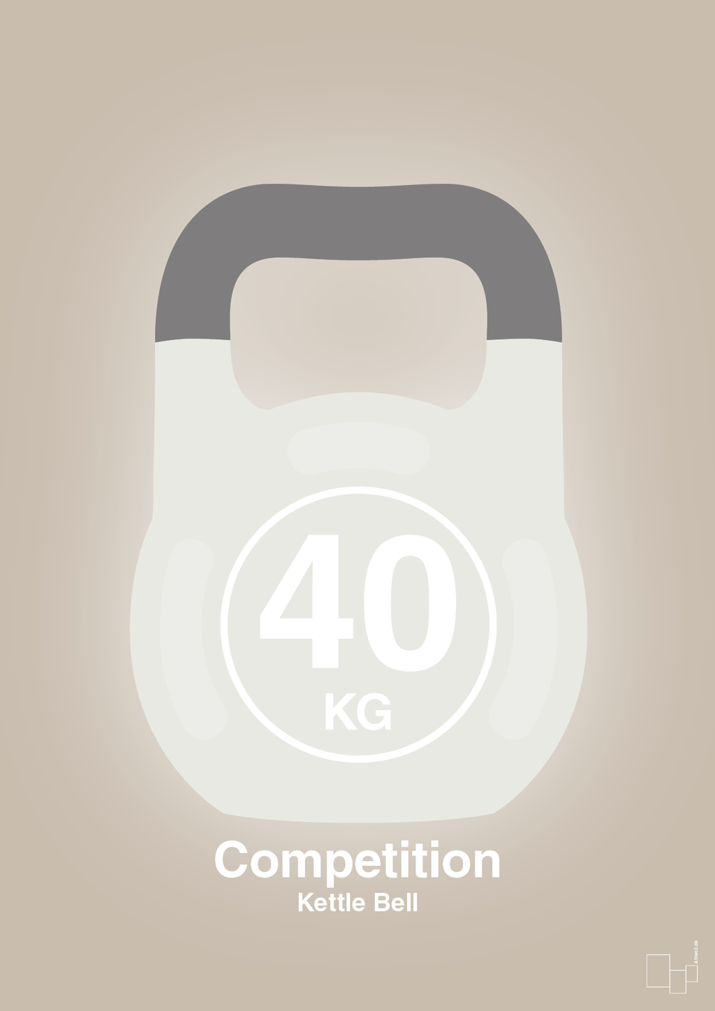 plakat: kettle bell 40 kg - competition color - creamy mushroom-Fitness-A1two3