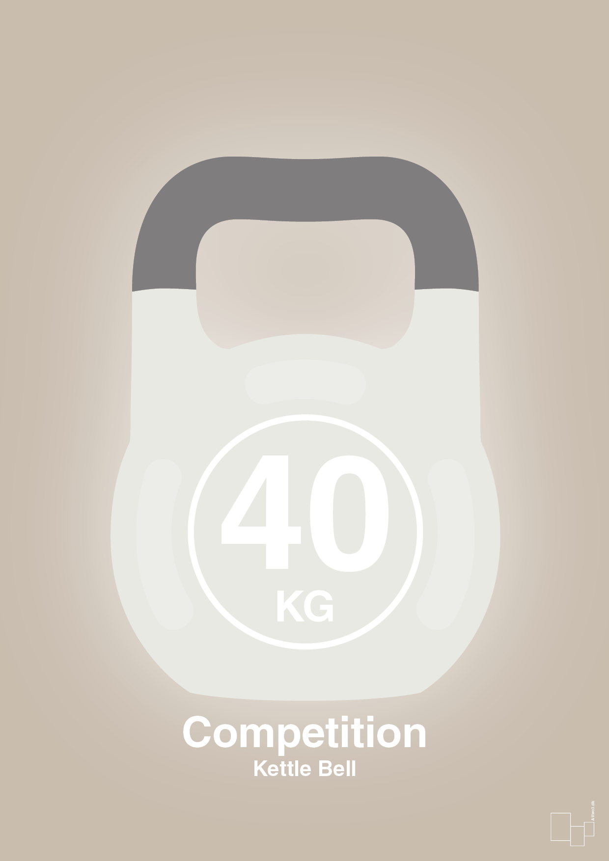 plakat: kettle bell 40 kg - competition color - creamy mushroom-Fitness-A1two3