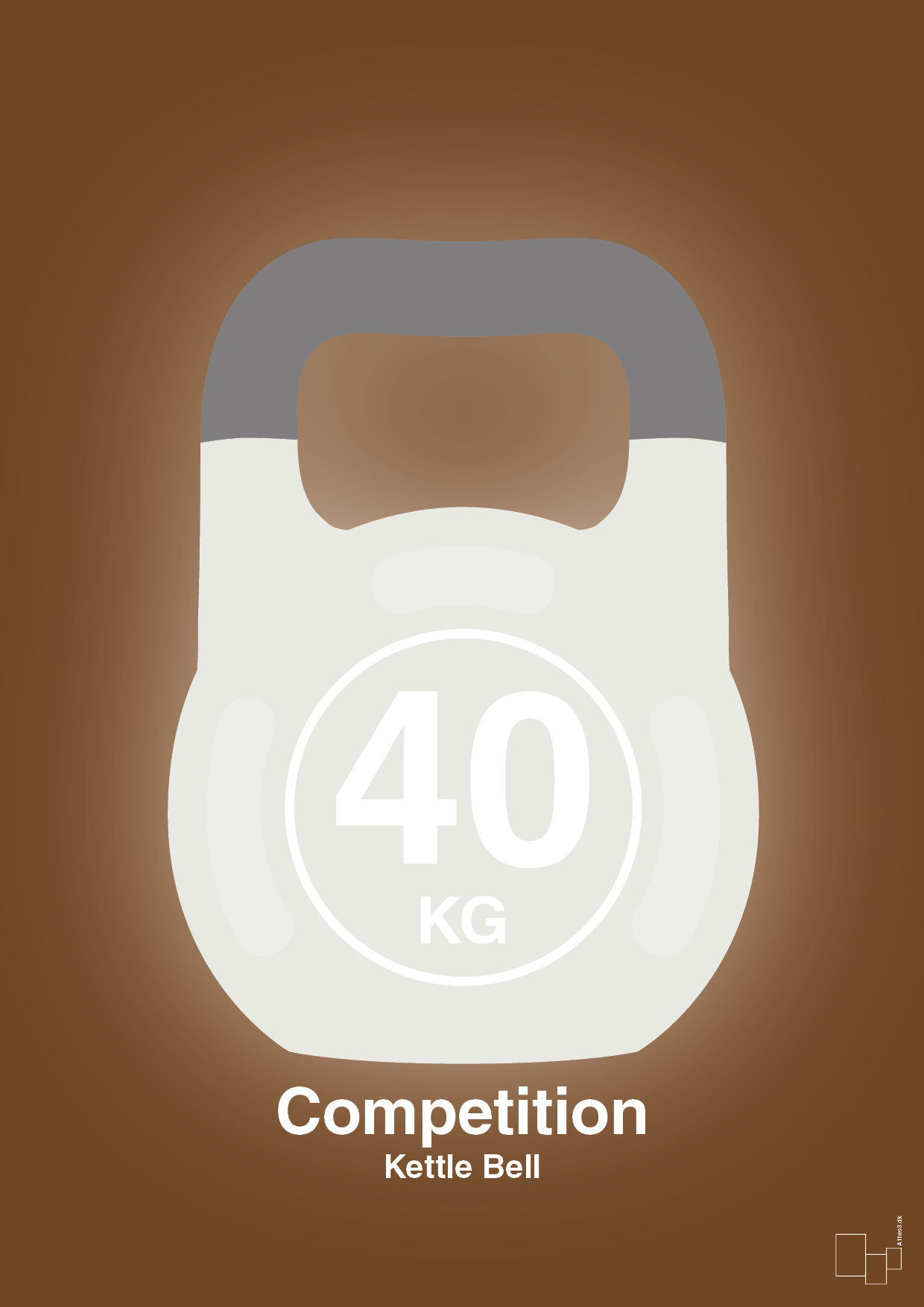 plakat: kettle bell 40 kg - competition color - dark brown-Fitness-A1two3