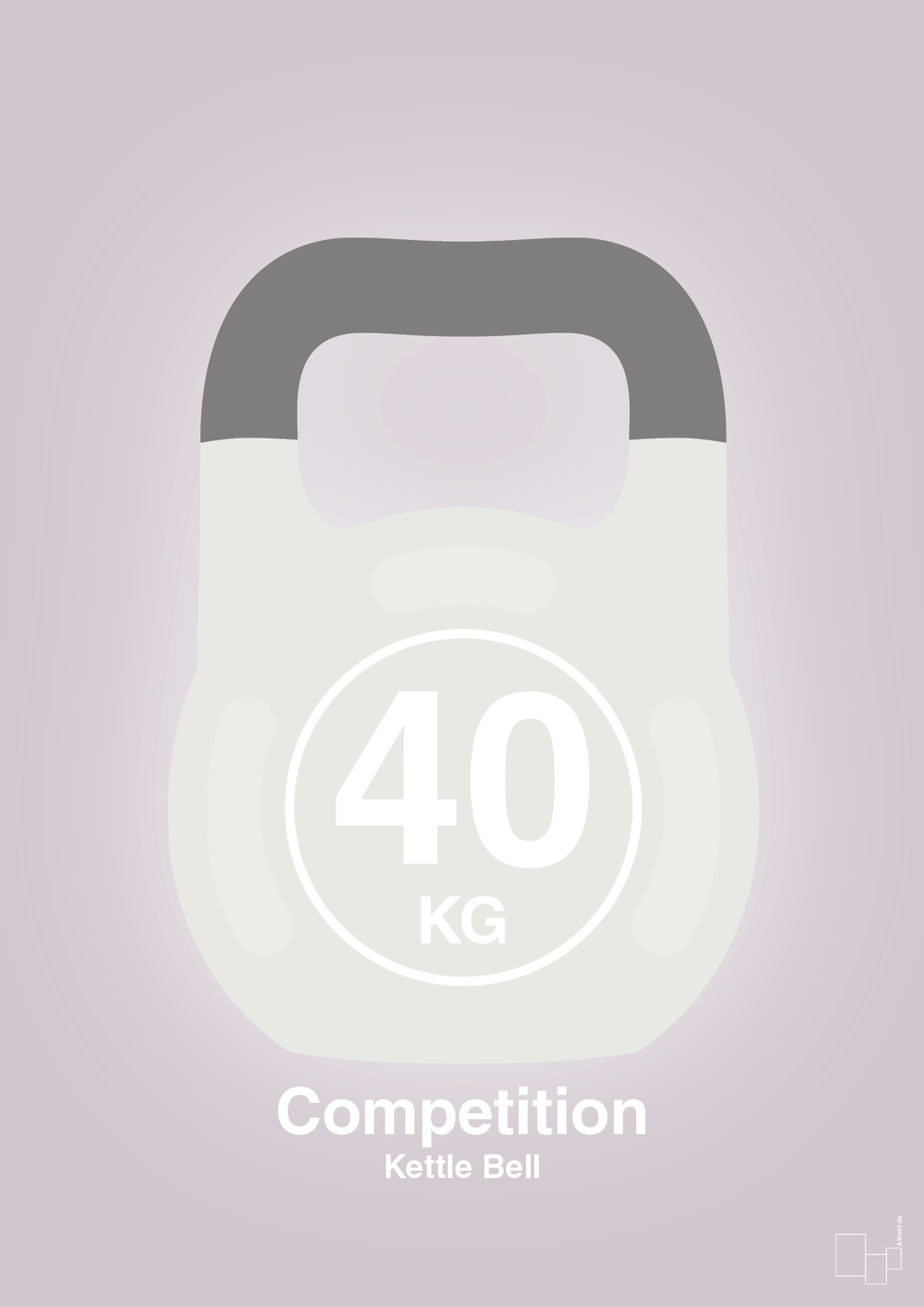 plakat: kettle bell 40 kg - competition color - dusty lilac-Fitness-A1two3