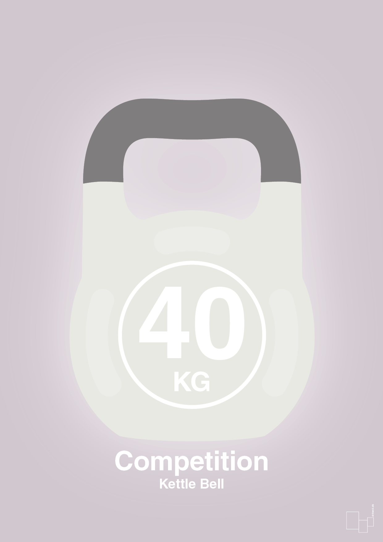 plakat: kettle bell 40 kg - competition color - dusty lilac-Fitness-A1two3