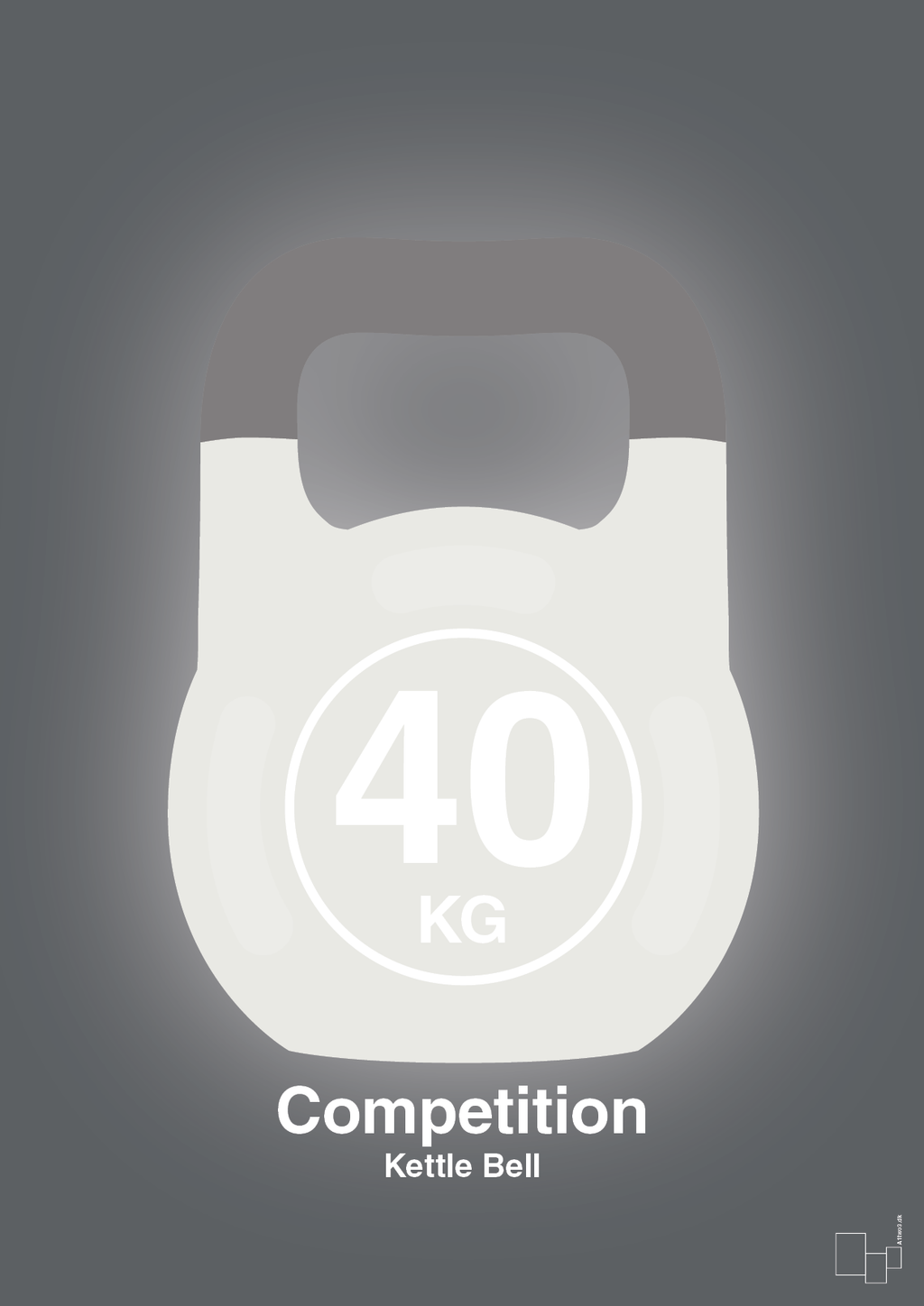 plakat: kettle bell 40 kg - competition color - graphic charcoal-Fitness-A1two3