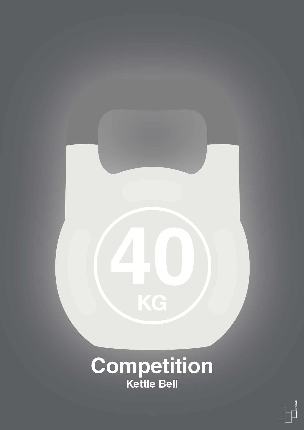plakat: kettle bell 40 kg - competition color - graphic charcoal-Fitness-A1two3