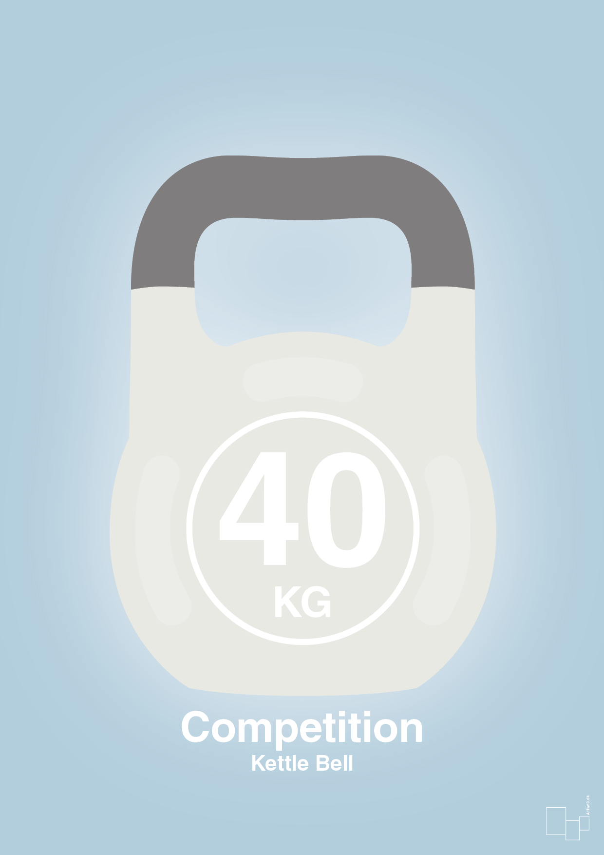 plakat: kettle bell 40 kg - competition color - heavenly blue-Fitness-A1two3