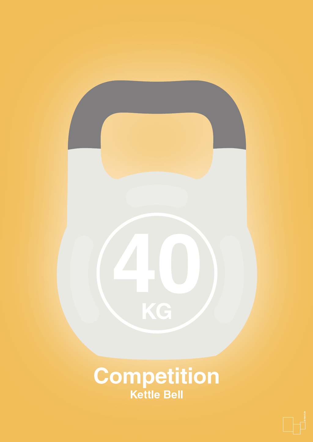 plakat: kettle bell 40 kg - competition color - honeycomb-Fitness-A1two3