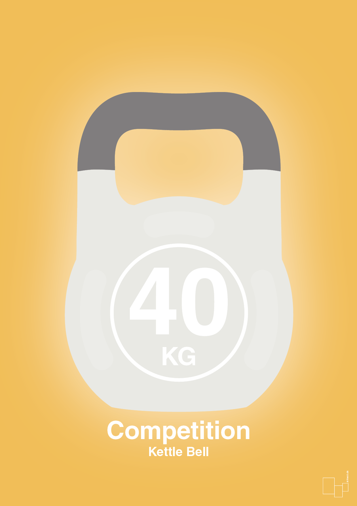 plakat: kettle bell 40 kg - competition color - honeycomb-Fitness-A1two3