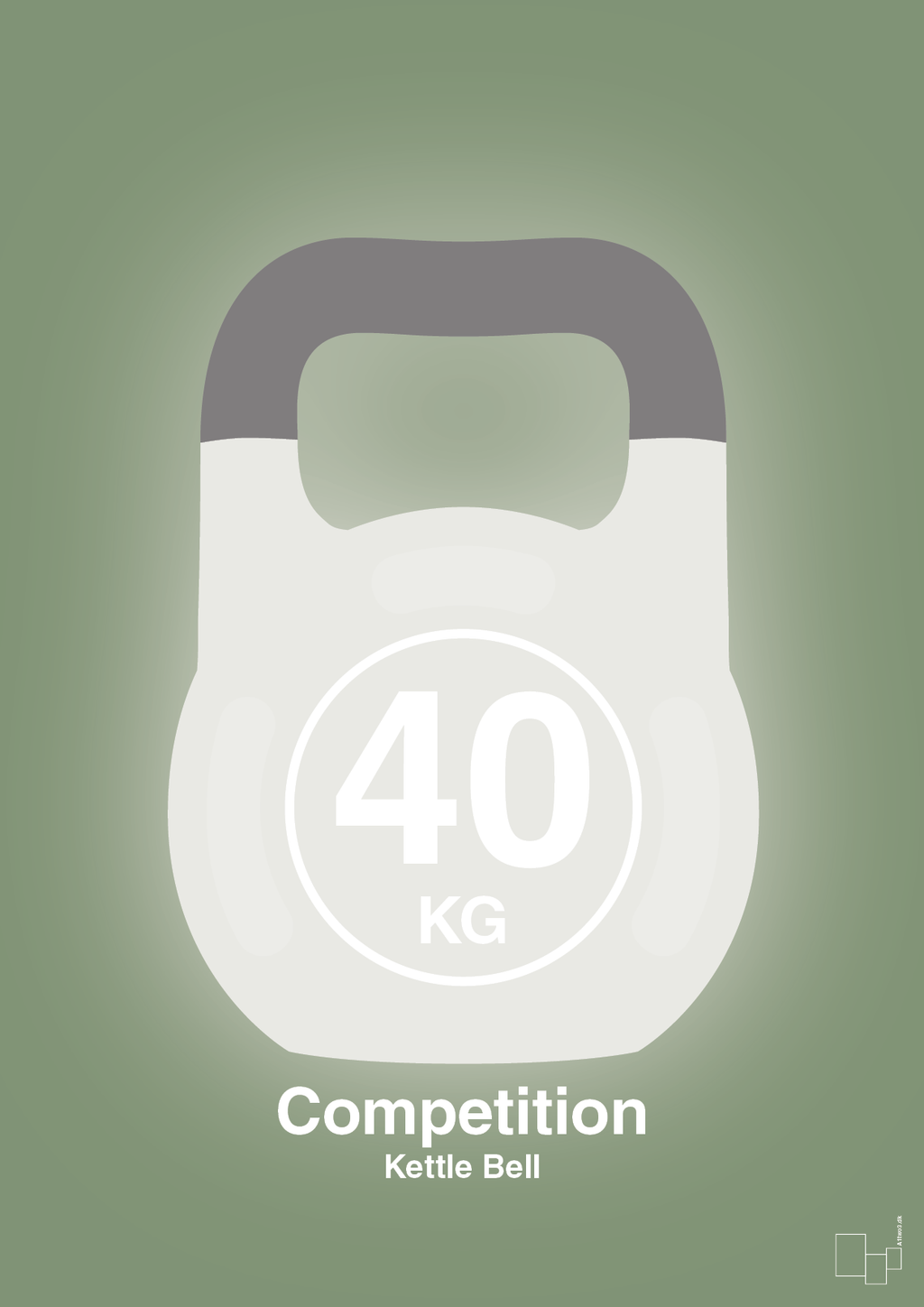 plakat: kettle bell 40 kg - competition color - jade-Fitness-A1two3
