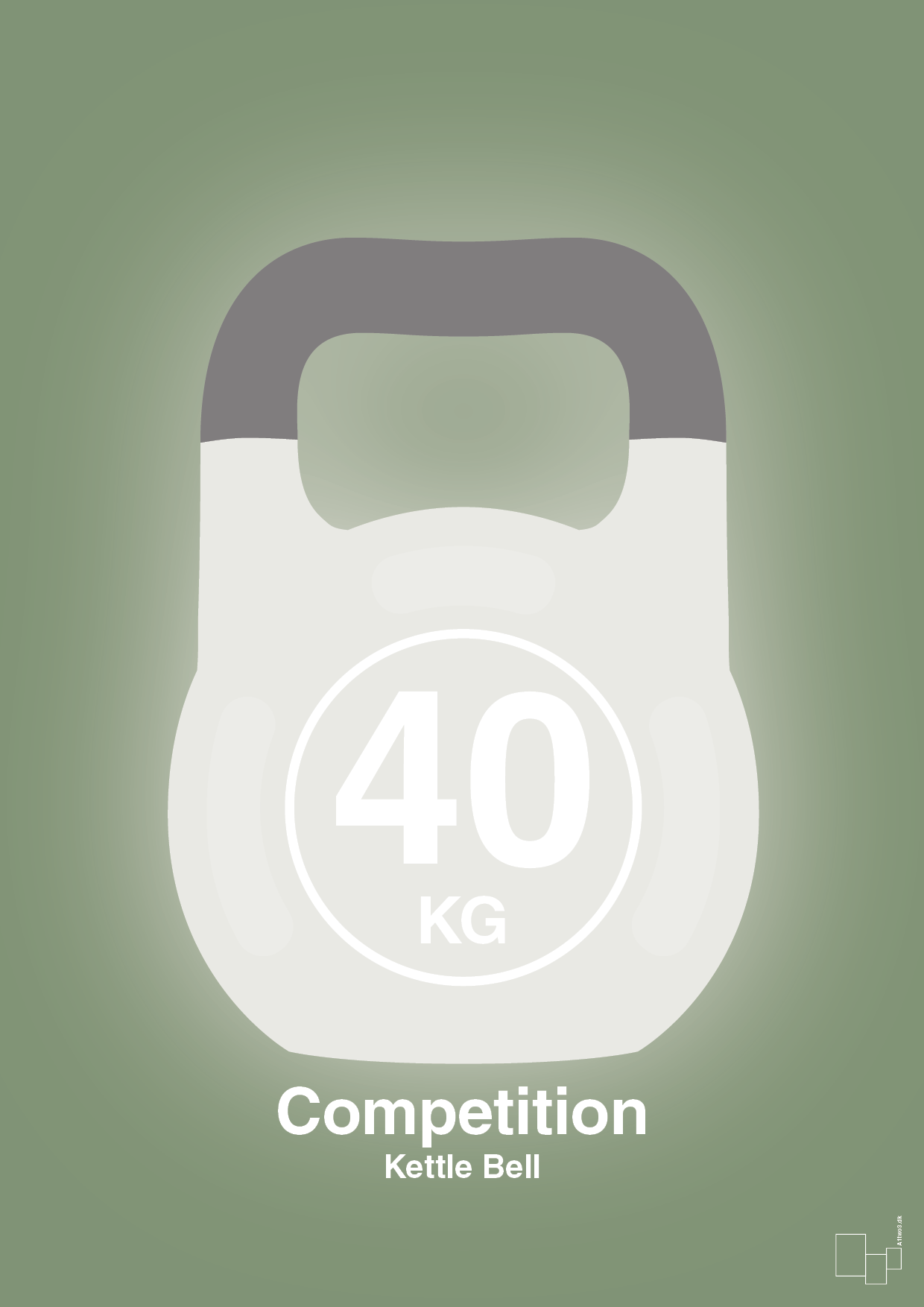 plakat: kettle bell 40 kg - competition color - jade-Fitness-A1two3