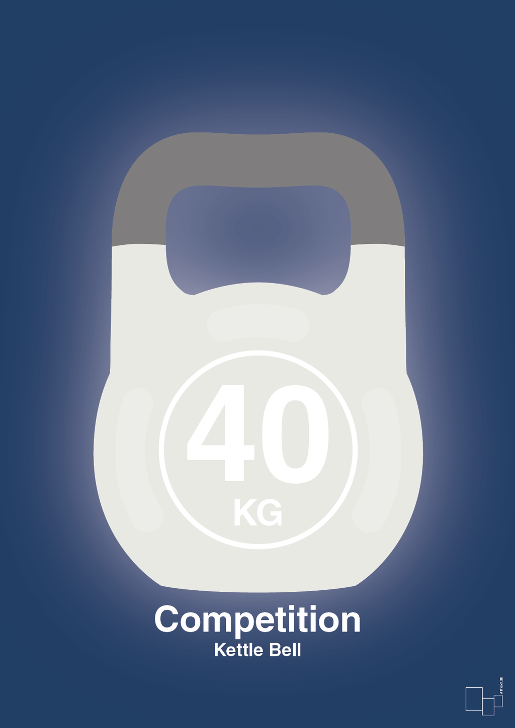 plakat: kettle bell 40 kg - competition color - lapis blue-Fitness-A1two3