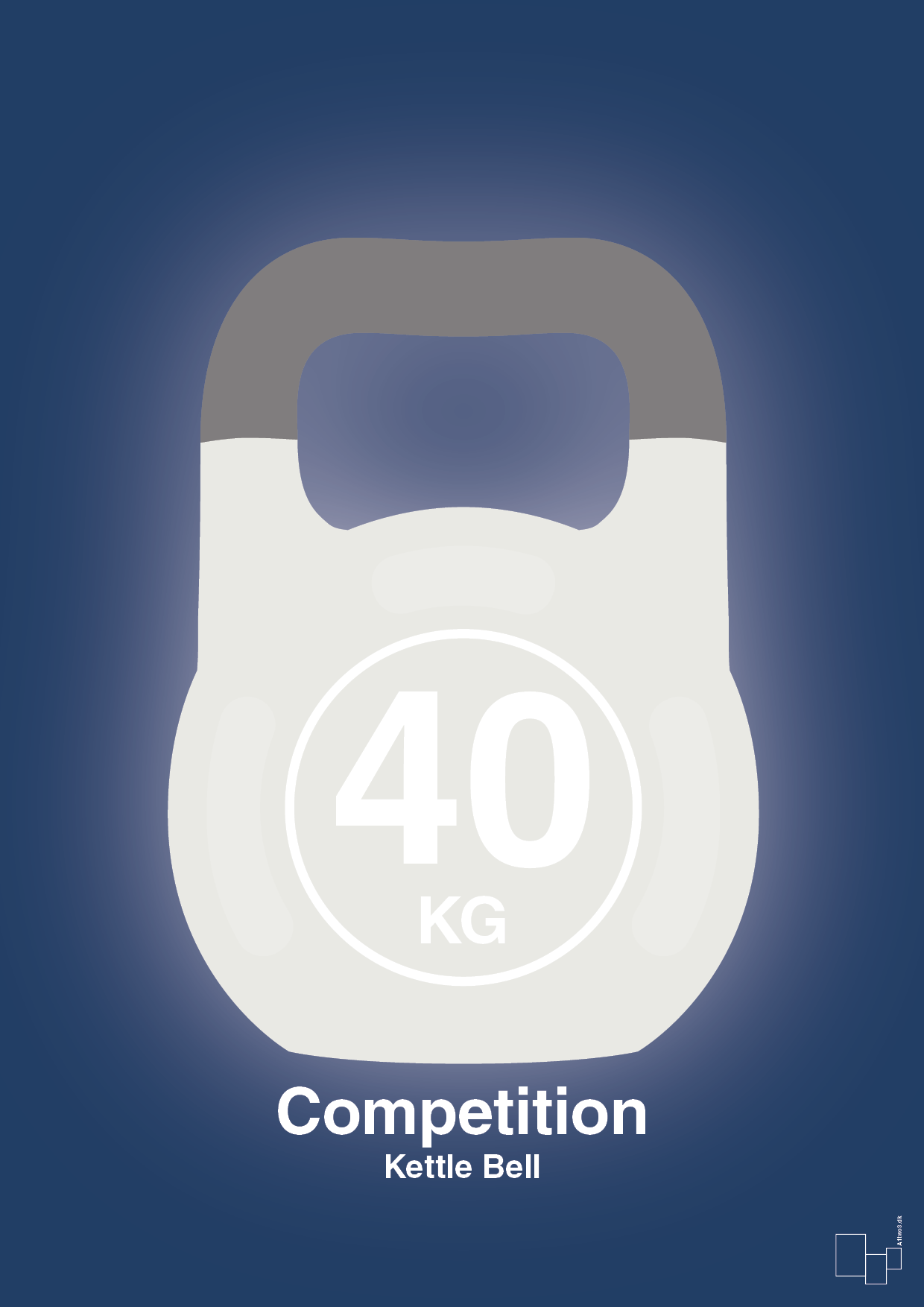 plakat: kettle bell 40 kg - competition color - lapis blue-Fitness-A1two3