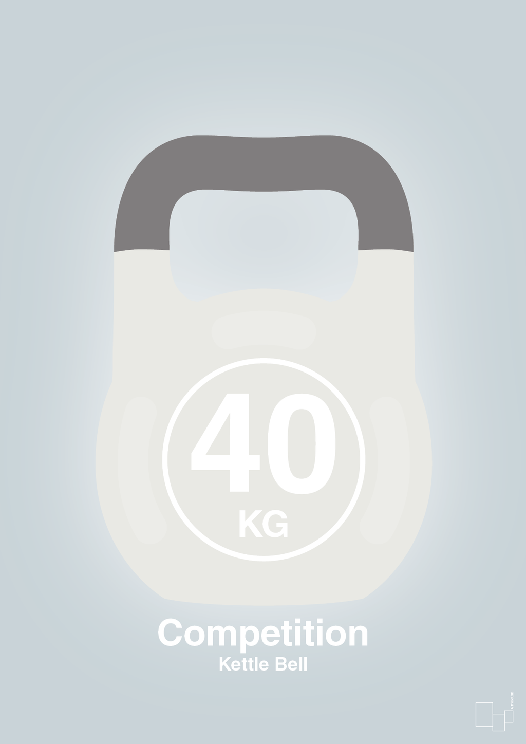 plakat: kettle bell 40 kg - competition color - light drizzle-Fitness-A1two3