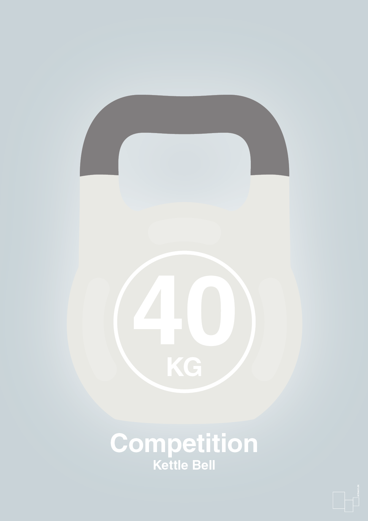 plakat: kettle bell 40 kg - competition color - light drizzle-Fitness-A1two3