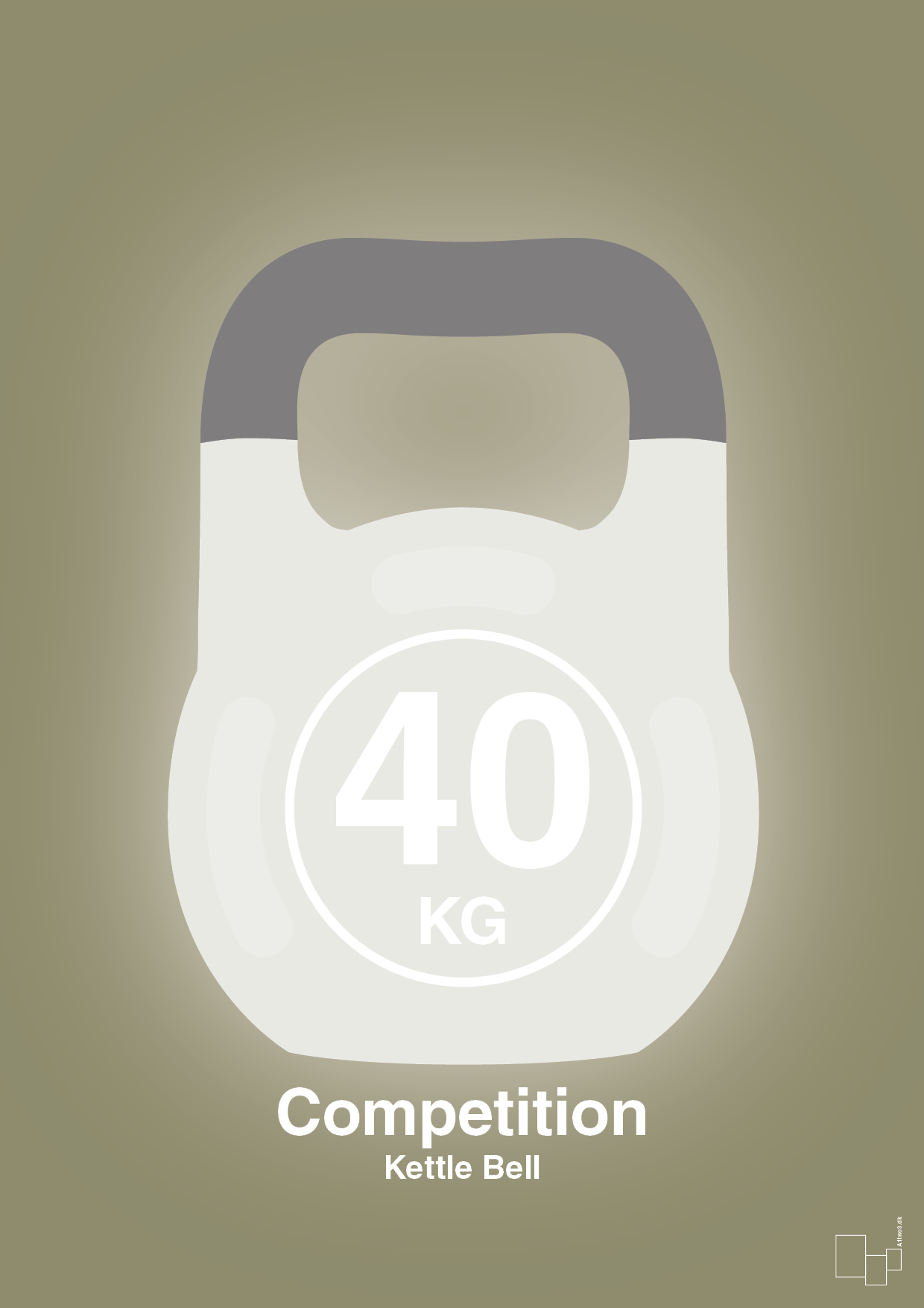 plakat: kettle bell 40 kg - competition color - misty forrest-Fitness-A1two3