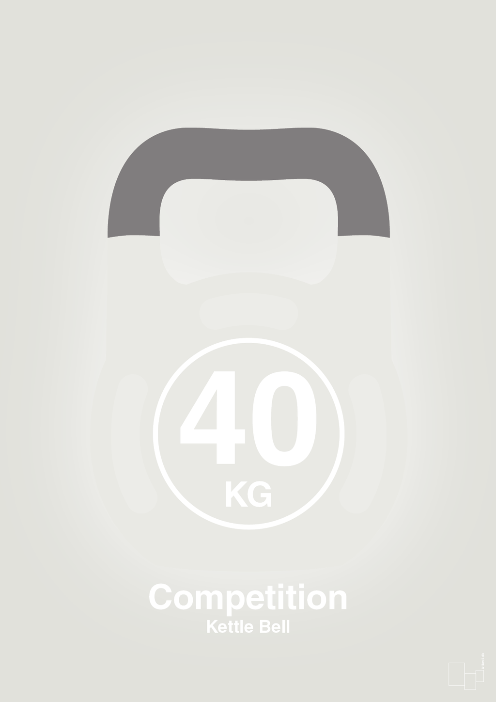 plakat: kettle bell 40 kg - competition color - painters white-Fitness-A1two3