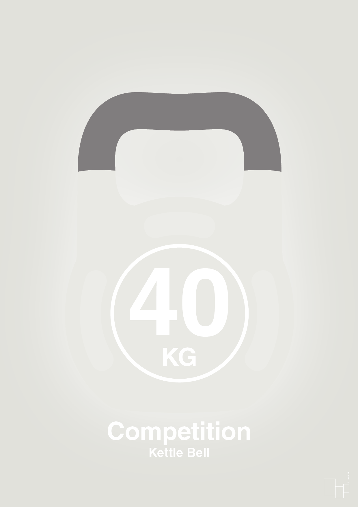 plakat: kettle bell 40 kg - competition color - painters white-Fitness-A1two3
