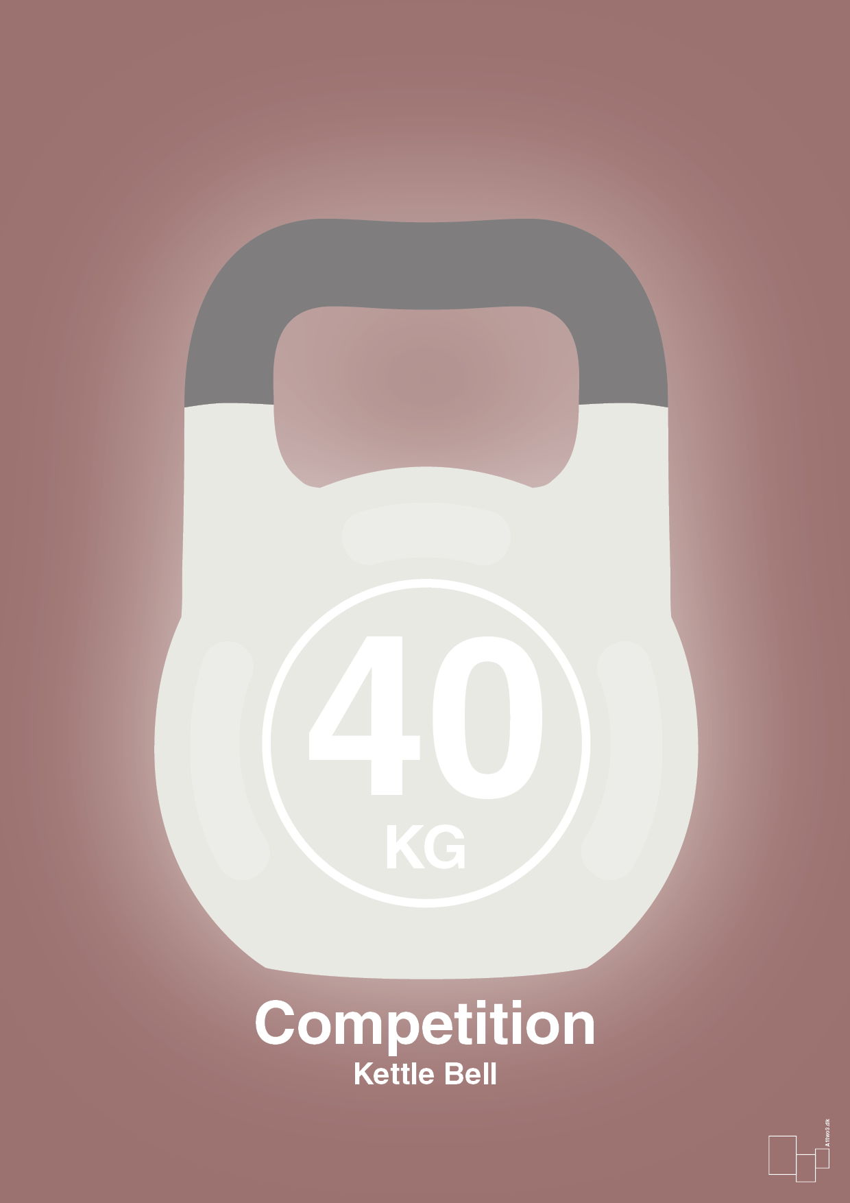 plakat: kettle bell 40 kg - competition color - plum-Fitness-A1two3