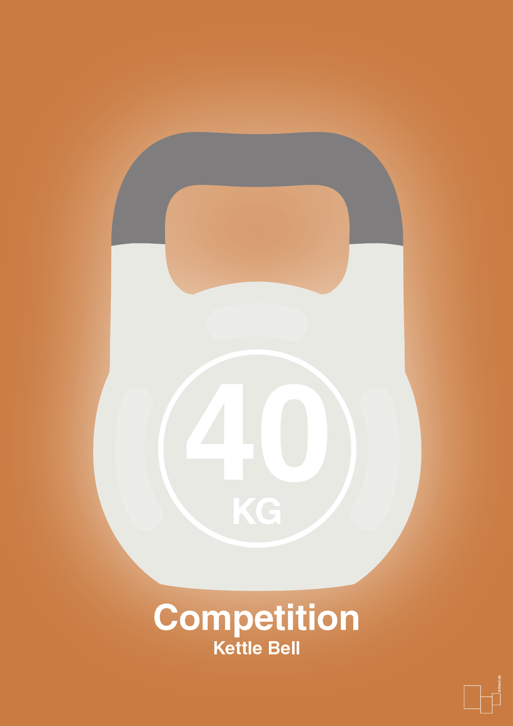 plakat: kettle bell 40 kg - competition color - rumba orange-Fitness-A1two3