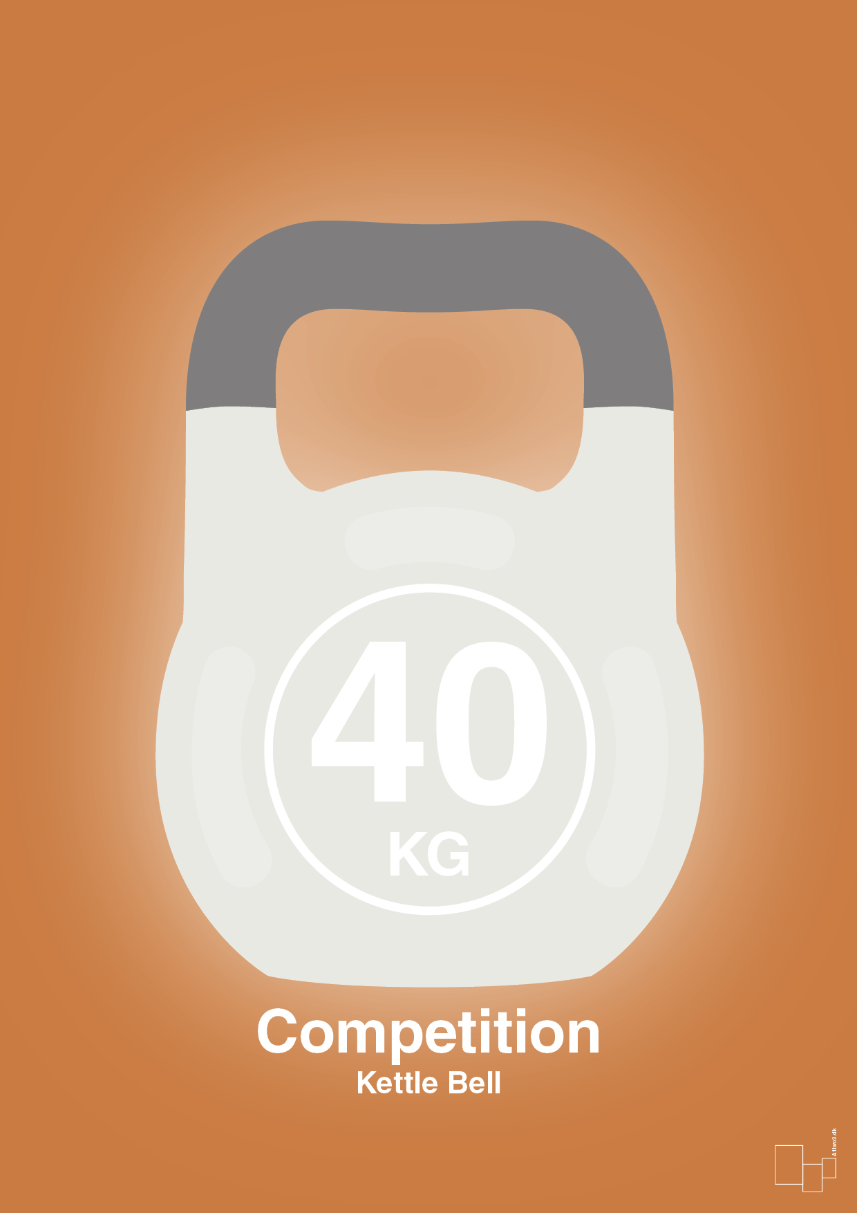 plakat: kettle bell 40 kg - competition color - rumba orange-Fitness-A1two3