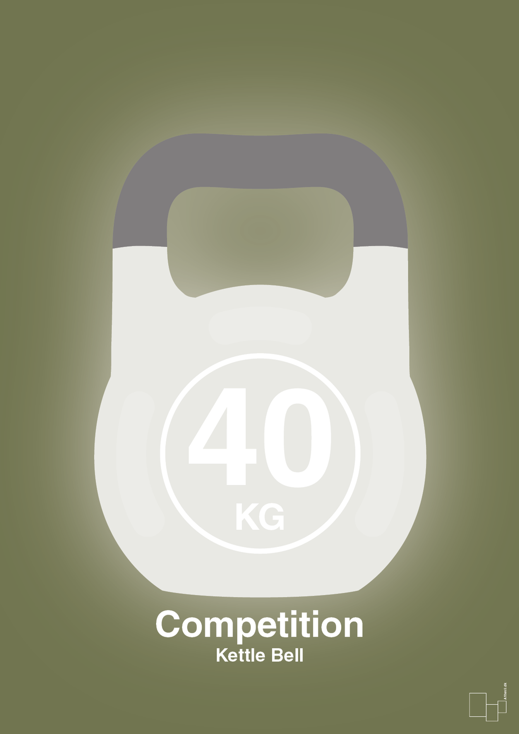 plakat: kettle bell 40 kg - competition color - secret meadow-Fitness-A1two3