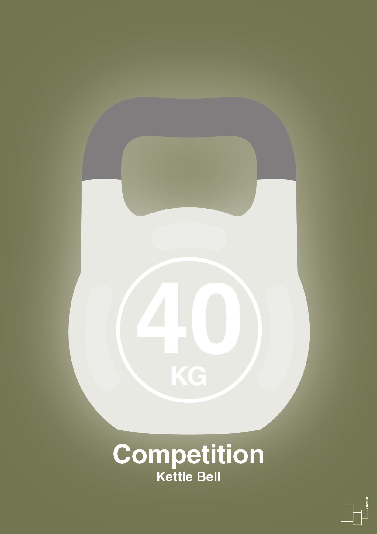 plakat: kettle bell 40 kg - competition color - secret meadow-Fitness-A1two3