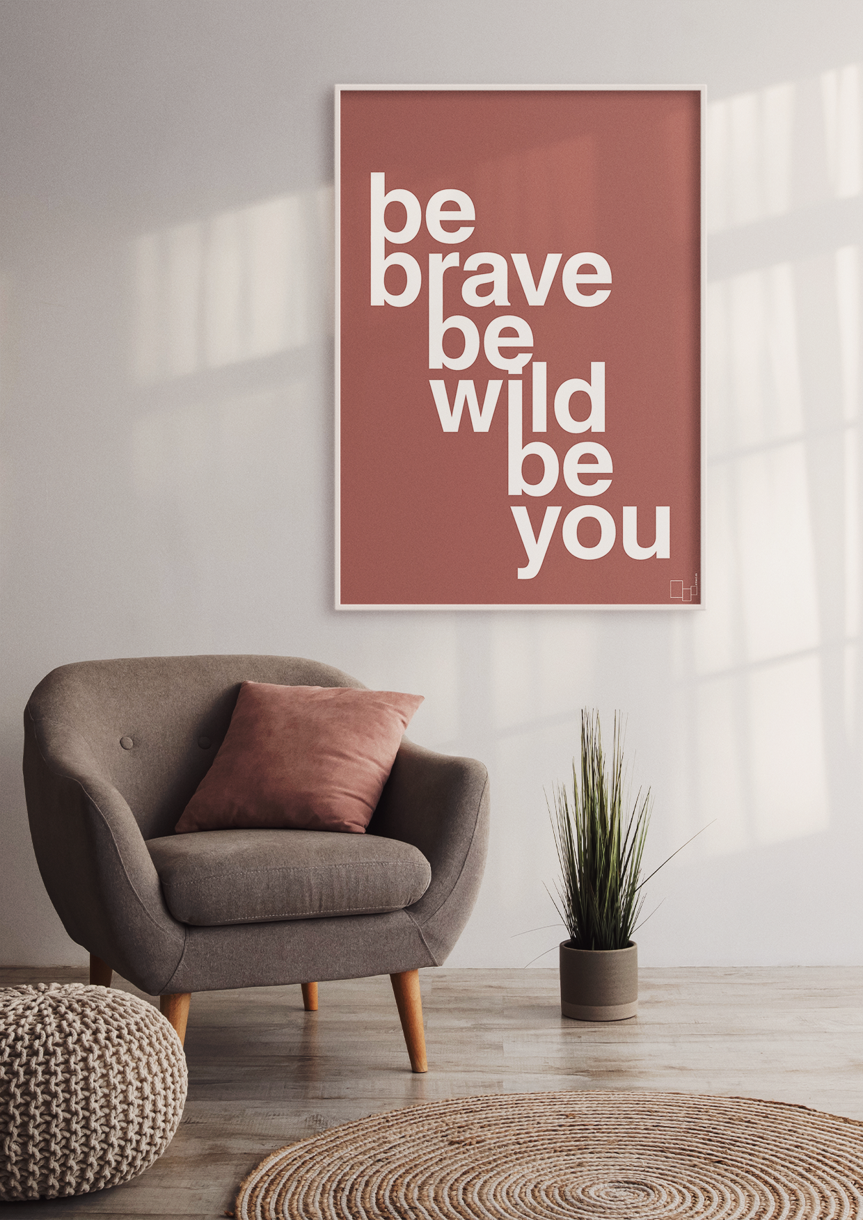 plakat: be brave be wild be you - graphic charcoal-Livet-A1two3